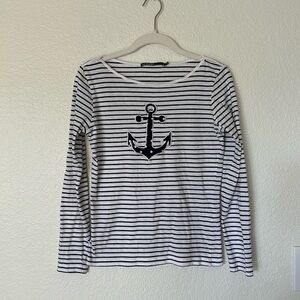 Nautical, stripe, medium cotton top long sleeve
